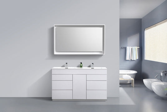 Milano 60" Double Sink Floor Mount Modern Bathroom Vanity With 6 Drawers and 1 Door-Bathroom & More | High Quality from Coozify