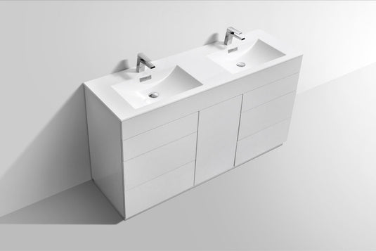 Milano 60" Double Sink Floor Mount Modern Bathroom Vanity With 6 Drawers and 1 Door-Bathroom & More | High Quality from Coozify