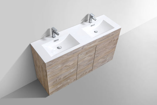 Milano 60" Double Sink Floor Mount Modern Bathroom Vanity With 6 Drawers and 1 Door-Bathroom & More | High Quality from Coozify
