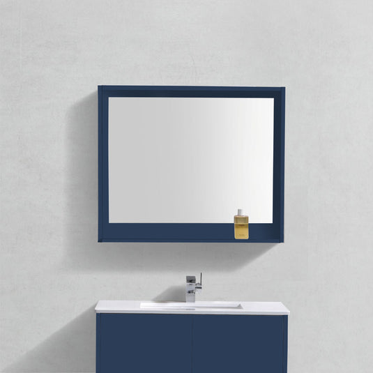 40″ Wide Mirror W/ Shelf – Gloss Blue-Bathroom & More | High Quality from Coozify