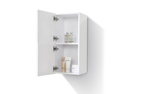 Bliss 12" x 24" Bathroom Acrylic Veneer Gloss White Linen Side Cabinet W/ 2 Storage Areas-Bathroom & More | High Quality from Coozify