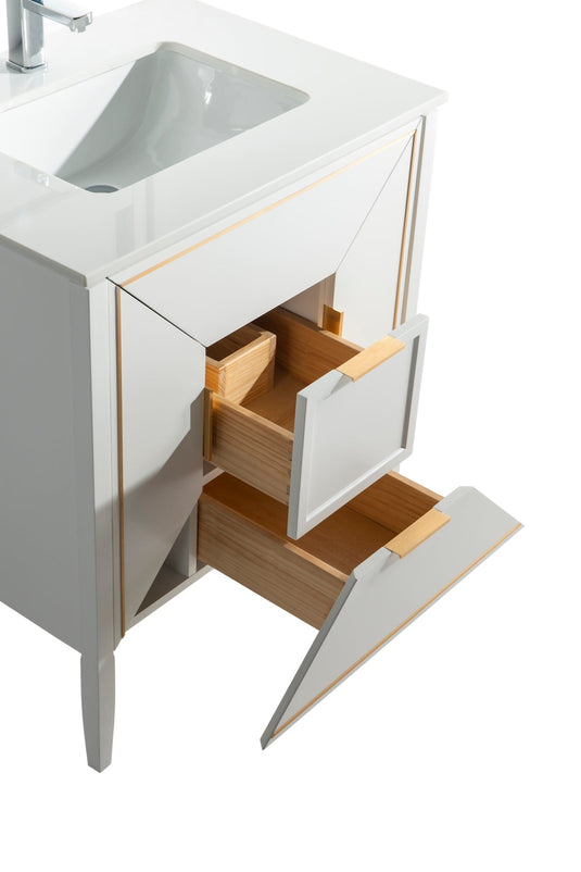 Vetro 30" Single Sink Floor Mount Bathroom Vanity With Quartz Countertop and Backsplash KV8830-Bathroom & More | High Quality from Coozify