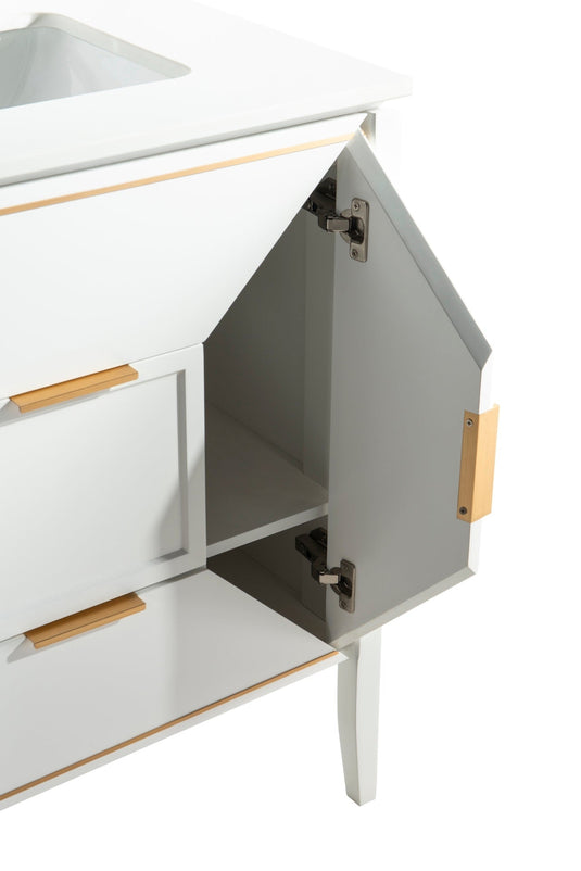 Vetro 36" Single Sink Floor Mount Bathroom Vanity With Quartz Countertop and Backsplash KV8836-Bathroom & More | High Quality from Coozify