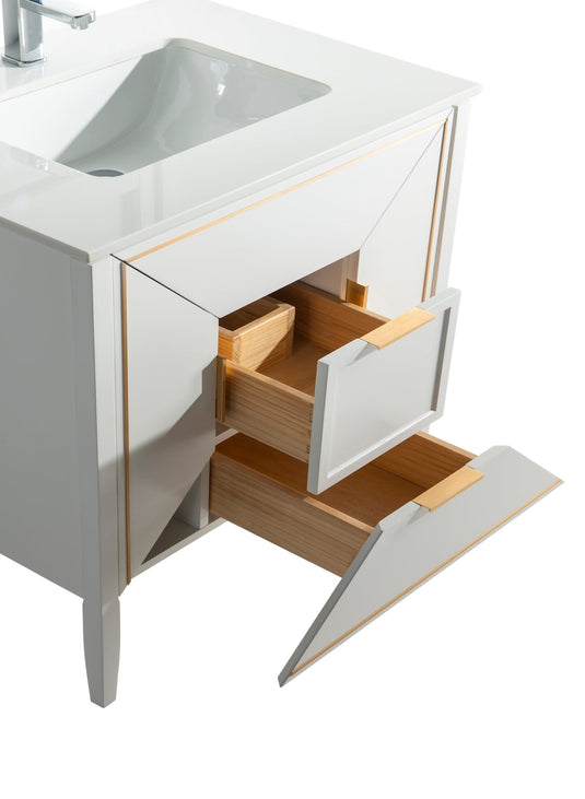 Vetro 36" Single Sink Floor Mount Bathroom Vanity With Quartz Countertop and Backsplash KV8836-Bathroom & More | High Quality from Coozify