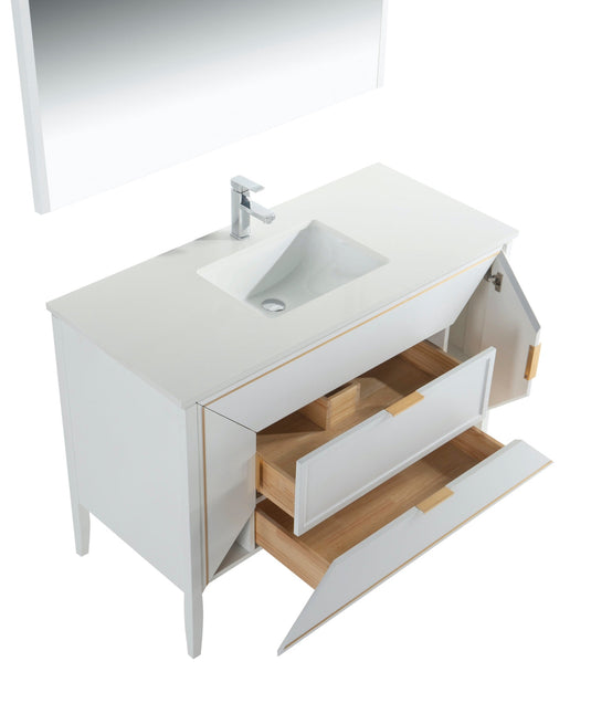Vetro 48" Single Sink Floor Mount Bathroom Vanity With Quartz Countertop and Backsplash KV8848-Bathroom & More | High Quality from Coozify