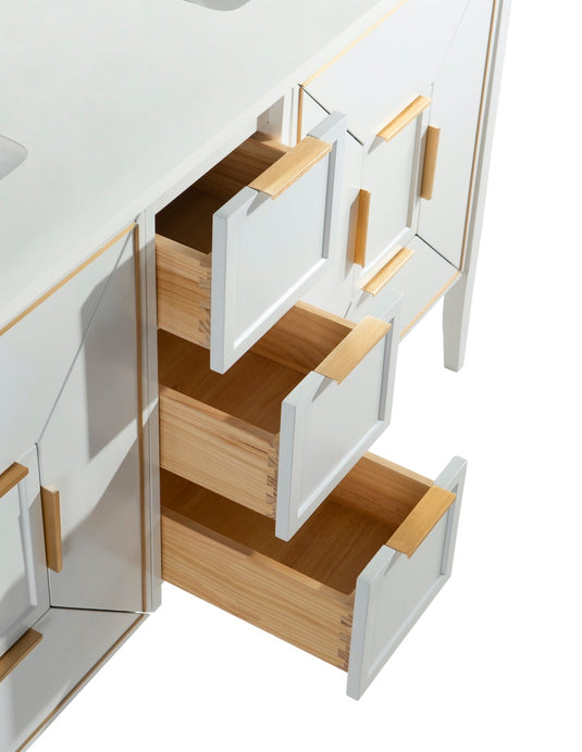 Vetro 60" Double Sink Floor Mount Bathroom Vanity With Quartz Countertop and Backsplash KV8860-Bathroom & More | High Quality from Coozify