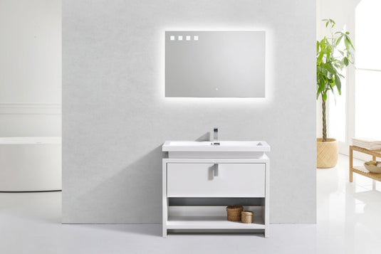 Levi 40" Floor Mount Single Sink Bathroom Vanity With 2 Doors and Cubby Hole-Bathroom & More | High Quality from Coozify