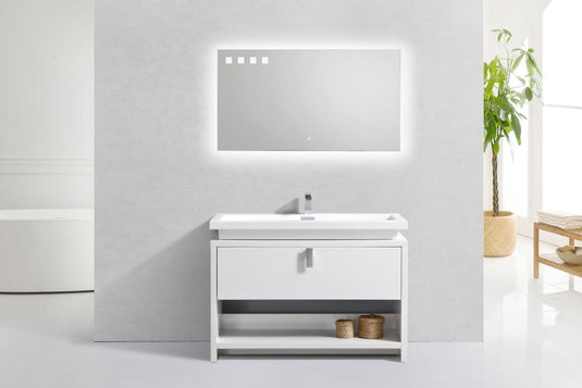 Levi 48" Floor Mount Modern Single Sink Bathroom Vanity With Cubby Hole L1200-Bathroom & More | High Quality from Coozify