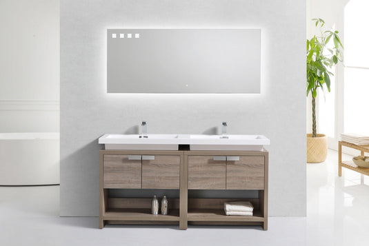 Levi 63" Floor Mount Double Sink Bathroom Vanity With 4 Doors and Double Cubby Hole-Bathroom & More | High Quality from Coozify
