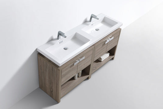 Levi 63" Floor Mount Double Sink Bathroom Vanity With 4 Doors and Double Cubby Hole-Bathroom & More | High Quality from Coozify