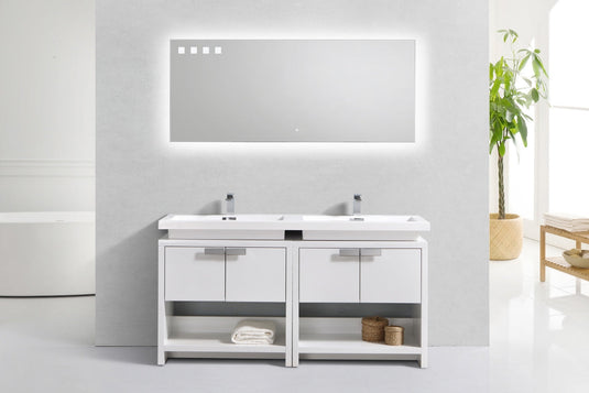 Levi 63" Floor Mount Double Sink Bathroom Vanity With 4 Doors and Double Cubby Hole-Bathroom & More | High Quality from Coozify