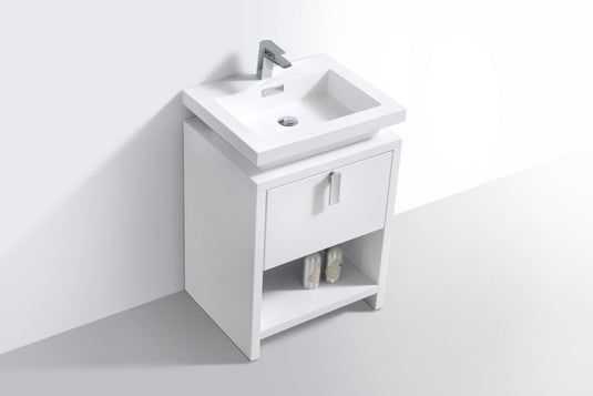 Levi 24" Floor Mount Single Sink Single Drawer Bathroom Vanity With Cubby Hole-Bathroom & More | High Quality from Coozify