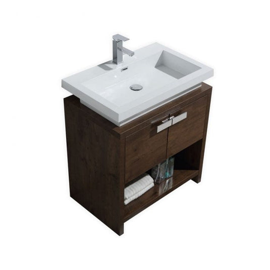 Levi 30″ Rose Wood Modern Bathroom Vanity With Cubby Hole-Bathroom & More | High Quality from Coozify