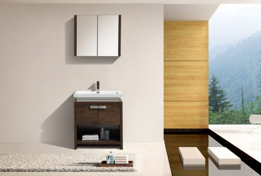 Levi 30″ Rose Wood Modern Bathroom Vanity With Cubby Hole-Bathroom & More | High Quality from Coozify