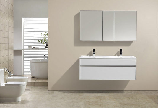 Fitto 48" Double Sink Wall Mount / Wall Hung Bathroom Vanity With 1 Drawer-Bathroom & More | High Quality from Coozify