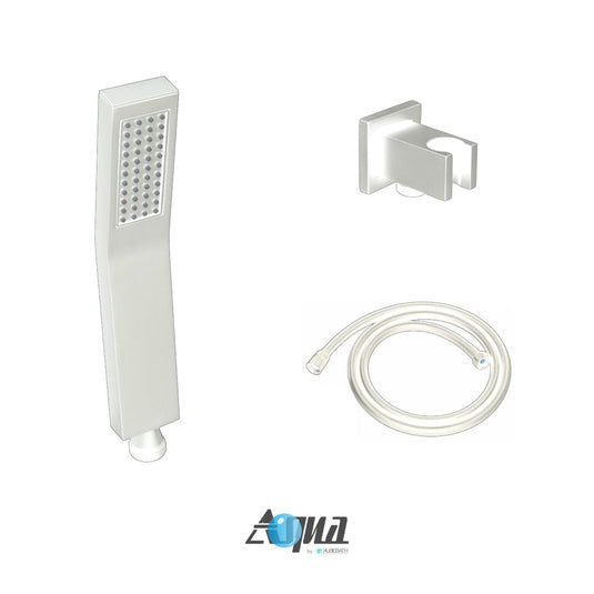 Aqua Piazza White Shower Set W/ 8" Square Rain Shower, Tub Filler And Handheld-Bathroom & More | High Quality from Coozify