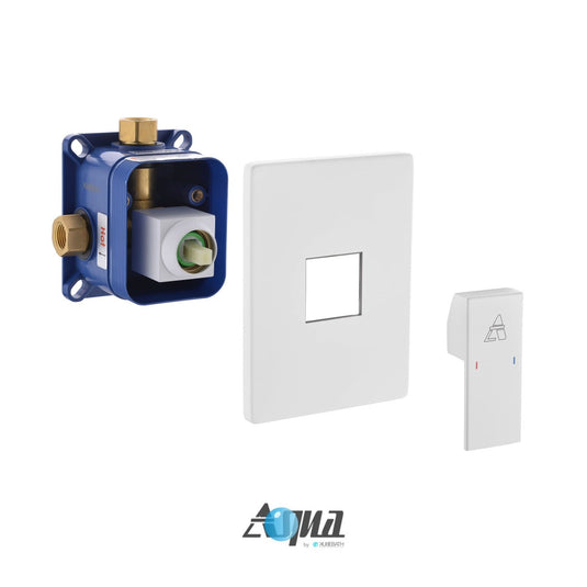 Aqua Piazza 1-way Rough-in Valve W/ Cover Plate and Handle – White-Bathroom & More | High Quality from Coozify