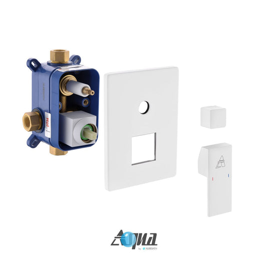 Aqua Piazza White Shower Set W/ 12" Ceiling Mount Square Rain Shower And 4 Body Jets-Bathroom & More | High Quality from Coozify