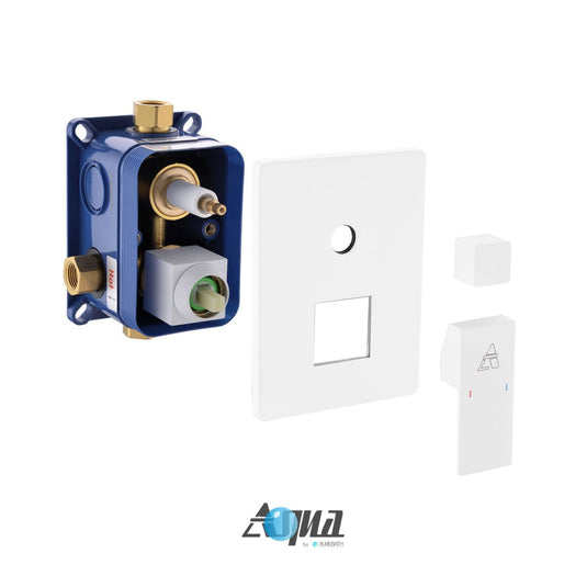 Aqua Piazza White Brass Shower Set W/ 8" Square Rain Shower, 4 Body Jets And Handheld-Bathroom & More | High Quality from Coozify