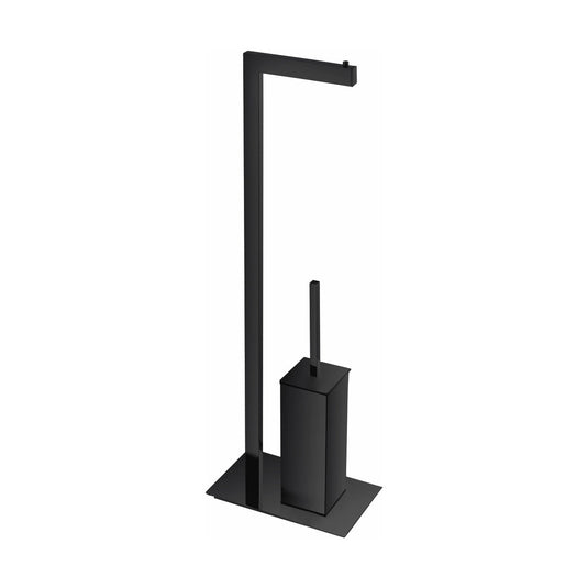 Aqua Piazza Free Standing Toilet Paper Holder With Toilet Brush – Matte Black-Bathroom & More | High Quality from Coozify