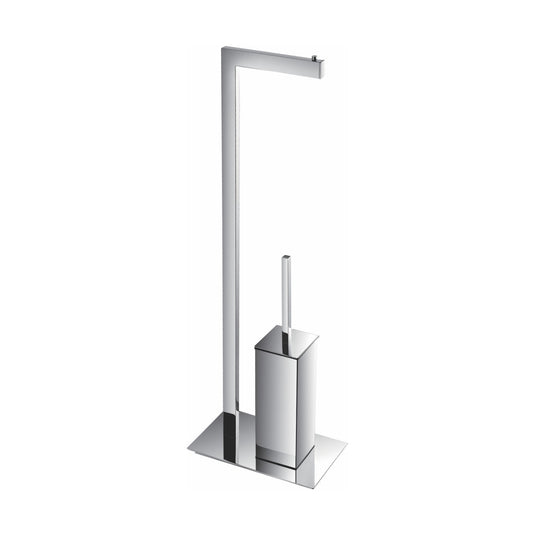 Aqua Piazza Free Standing Toilet Paper Holder With Toilet Brush – Chrome-Bathroom & More | High Quality from Coozify