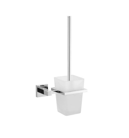 Aqua Piazza Toilet Brush With Frosted Glass Cup – Chrome-Bathroom & More | High Quality from Coozify