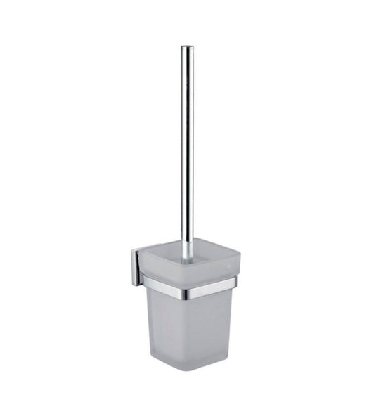 Aqua Nuon Toilet Brush With Frosted Glass Cup - Chrome-Bathroom & More | High Quality from Coozify