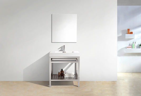 Cisco 30" Stainless Steel Console Bathroom Vanity With White Acrylic Sink-Bathroom & More | High Quality from Coozify
