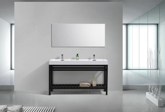 Cisco 60" Double Sink Stainless Steel Console Bathroom Vanity With White Acrylic Sink-Bathroom & More | High Quality from Coozify
