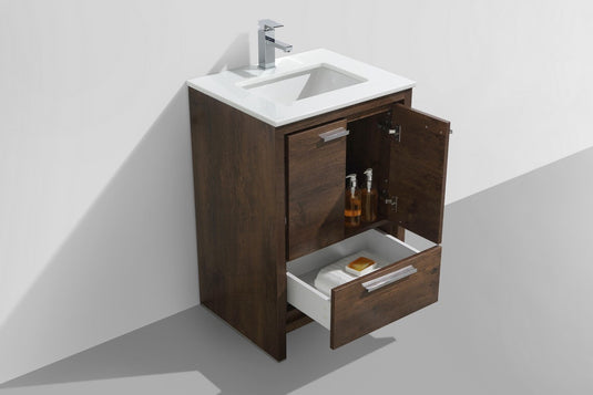 Dolce 24" Floor Mount Bathroom Vanity With White Quartz Countertop With 2 Doors And 1 Drawer AD624-Bathroom & More | High Quality from Coozify