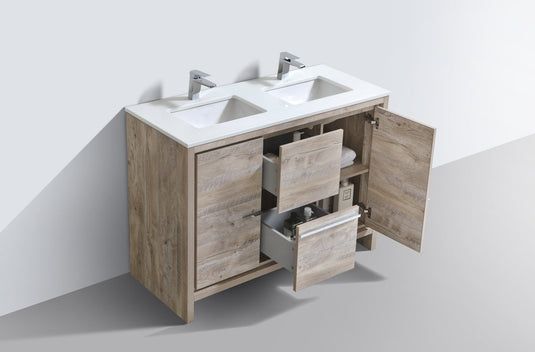 Dolce 48" Double Sink Floor Mount Bathroom Vanity With White Quartz Countertop With 2 Doors And 2 Drawers AD648D-Bathroom & More | High Quality from Coozify