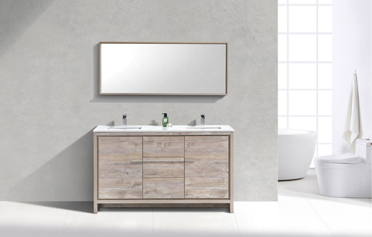 Dolce 60" Double Sink Floor Mount Bathroom Vanity With White Quartz Countertop With 2 Doors And 3 Drawers AD660D-Bathroom & More | High Quality from Coozify