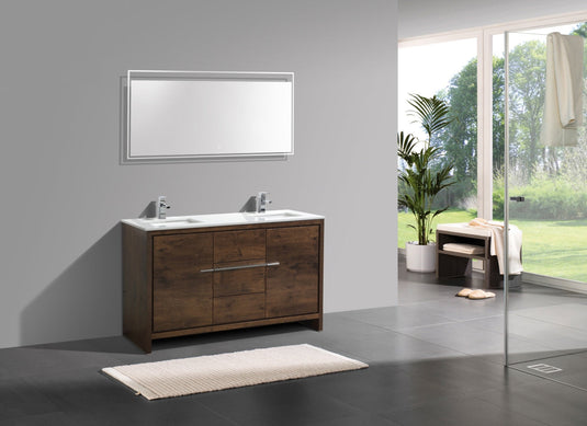 Dolce 60" Double Sink Floor Mount Bathroom Vanity With White Quartz Countertop With 2 Doors And 3 Drawers AD660D-Bathroom & More | High Quality from Coozify