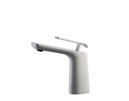 Adatto 7" Single Lever Bathroom Faucet – Matte White and Chrome-Bathroom & More | High Quality from Coozify