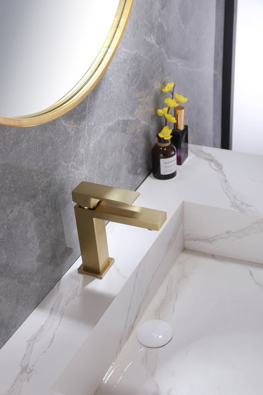 Kubo Single Lever Bathroom Vanity Faucet – Brushed Gold-Bathroom & More | High Quality from Coozify