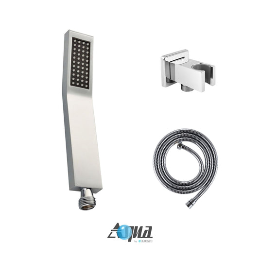 Aqua Piazza Shower Set With 12" Ceiling Mount Square Rain Shower, 4 Body Jets and Handheld Chrome-Bathroom & More | High Quality from Coozify
