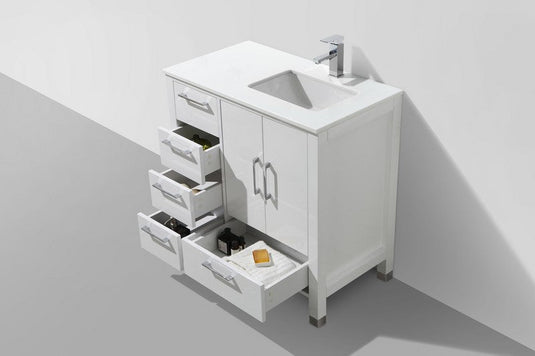 Anziano Bathroom Vanity With White Quartz Countertop and Undermount Sink-Bathroom & More | High Quality from Coozify