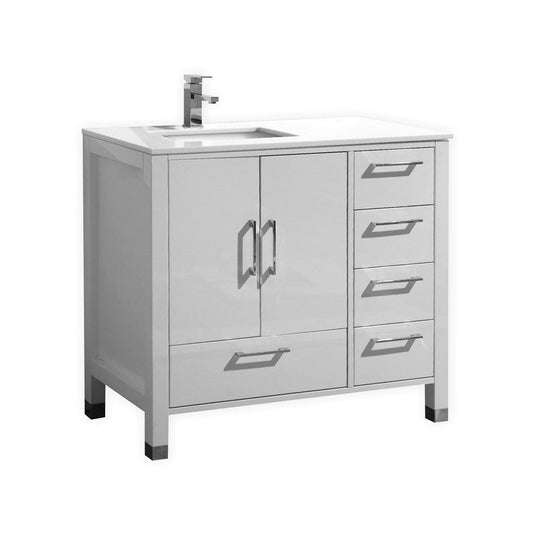 Anziano Bathroom Vanity With White Quartz Countertop and Undermount Sink-Bathroom & More | High Quality from Coozify