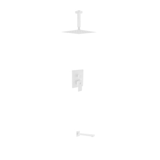 Aqua Piazza White Shower Set W/ 8" Ceiling Mount Square Rain Shower And Tub Filler-Bathroom & More | High Quality from Coozify