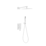 Aqua Piazza White Shower Set W/ 8" Square Rain Shower And Handheld-Bathroom & More | High Quality from Coozify
