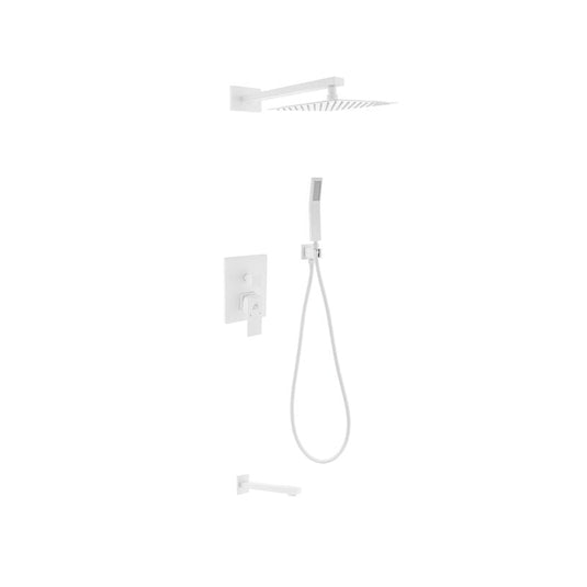 Aqua Piazza White Shower Set W/ 8" Square Rain Shower, Tub Filler And Handheld-Bathroom & More | High Quality from Coozify