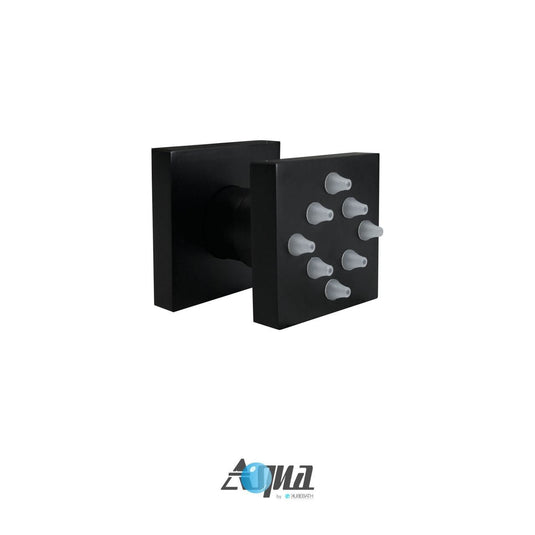 Aqua Piazza Black Shower Set With 8" Square Rain Shower and 4 Body Jets-Bathroom & More | High Quality from Coozify