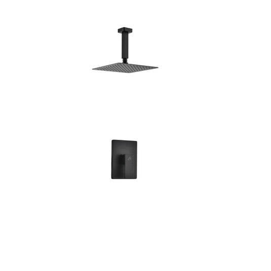 Aqua Piazza Black Shower Set With 8" Ceiling Mount Square Rain Shower-Bathroom & More | High Quality from Coozify