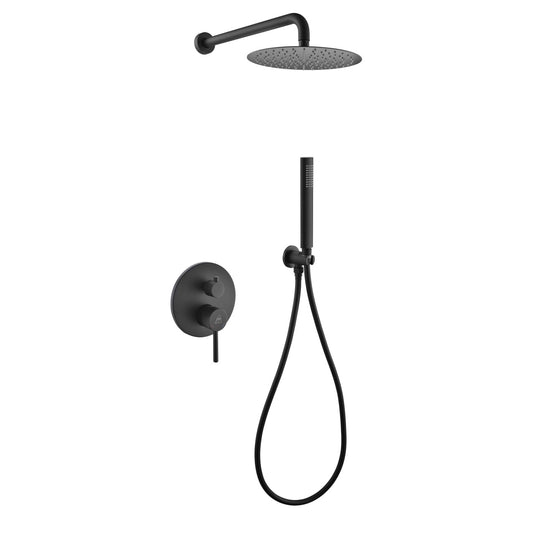 Aqua Rondo Black Shower Set With 8" Rain Shower and Handheld-Bathroom & More | High Quality from Coozify