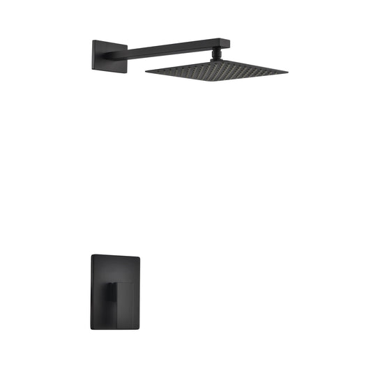 Aqua Piazza Black Shower Set With 12" Square Rain Shower Head-Bathroom & More | High Quality from Coozify