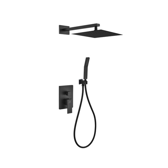 Aqua Piazza Black Shower Set With 12" Square Rain Shower and Handheld-Bathroom & More | High Quality from Coozify