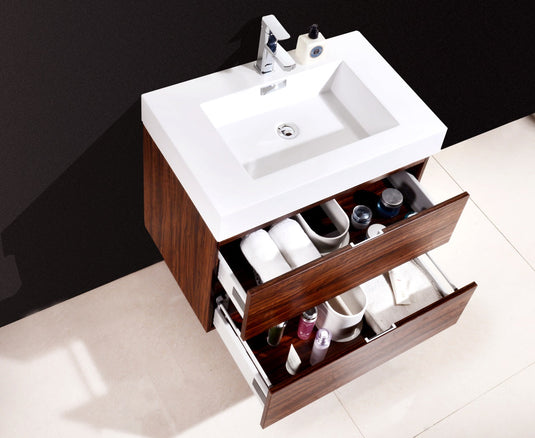 Bliss 30" Wall Mount / Wall Hung Bathroom Vanity With 2 Drawers-Bathroom & More | High Quality from Coozify