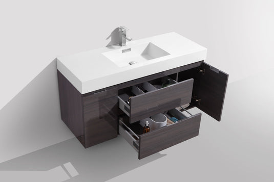 Bliss 48" Wall Mount / Wall Hung Modern Bathroom Vanity With 2 Drawers And 2 Doors Acrylic Countertop-Bathroom & More | High Quality from Coozify