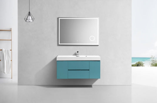 Bliss 48" Wall Mount / Wall Hung Modern Bathroom Vanity With 2 Drawers And 2 Doors Acrylic Countertop-Bathroom & More | High Quality from Coozify