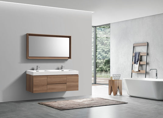 Bliss 60" Wall Mount / Wall Hung Double Sink Bathroom Vanity With 2 Drawers And 2 Doors Acrylic Countertop-Bathroom & More | High Quality from Coozify